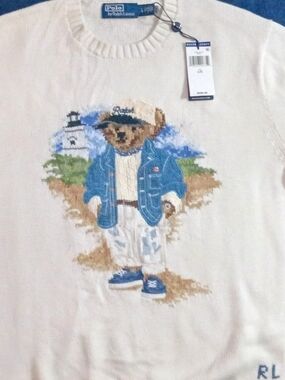 Ralph Lauren Sweater with Blue Bear Graphic Embroidered